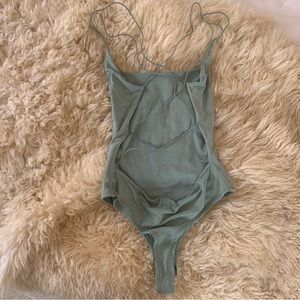 Strappy Open Back Thong One Piece Bodysuit
